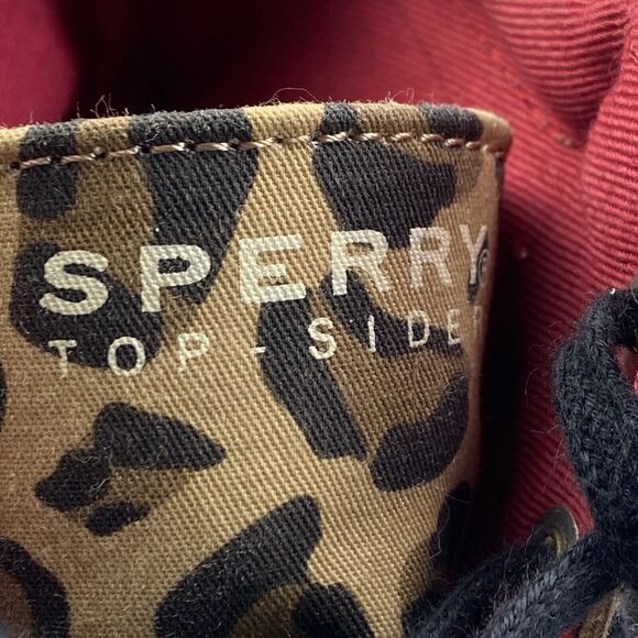 Sperry Top Sider Women's 7.5M High Top Sneakers Leopard Print Brown Canvas - Picture 9 of 10